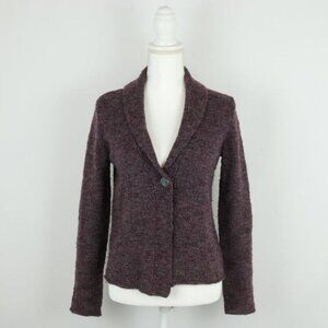 J. Jill Women's XS Purple Shawl Collar Wool & Alpaca Single Button Cardigan